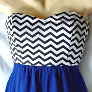 Women's Strapless Mullet Cocktail Dress Blue Black Size Small